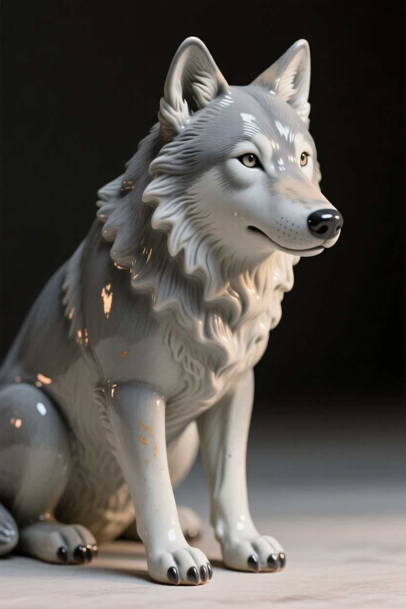 A gray wolf frozen in a moment of quiet vigilance, dappled in shifting patches of sunlight, radiating warmth and tender innocence.