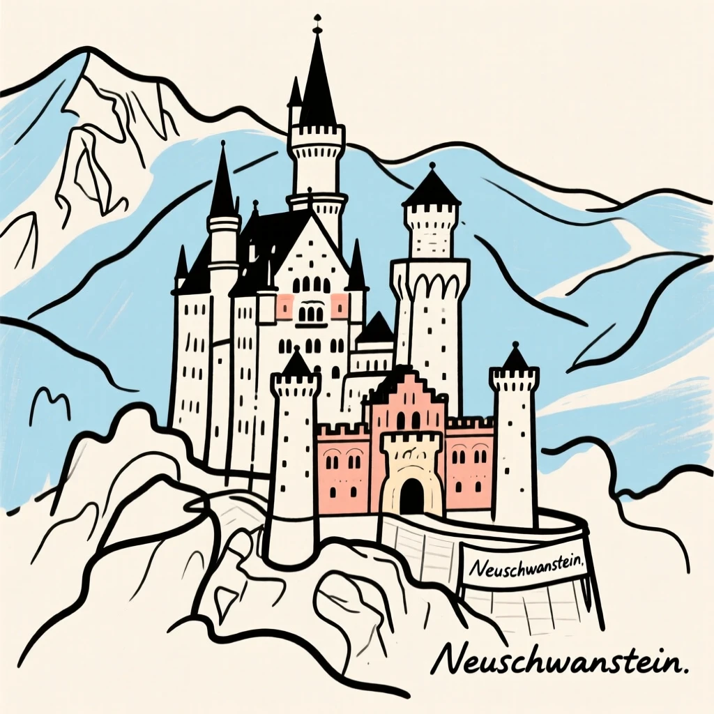 Neuschwanstein Castle in the mountains
