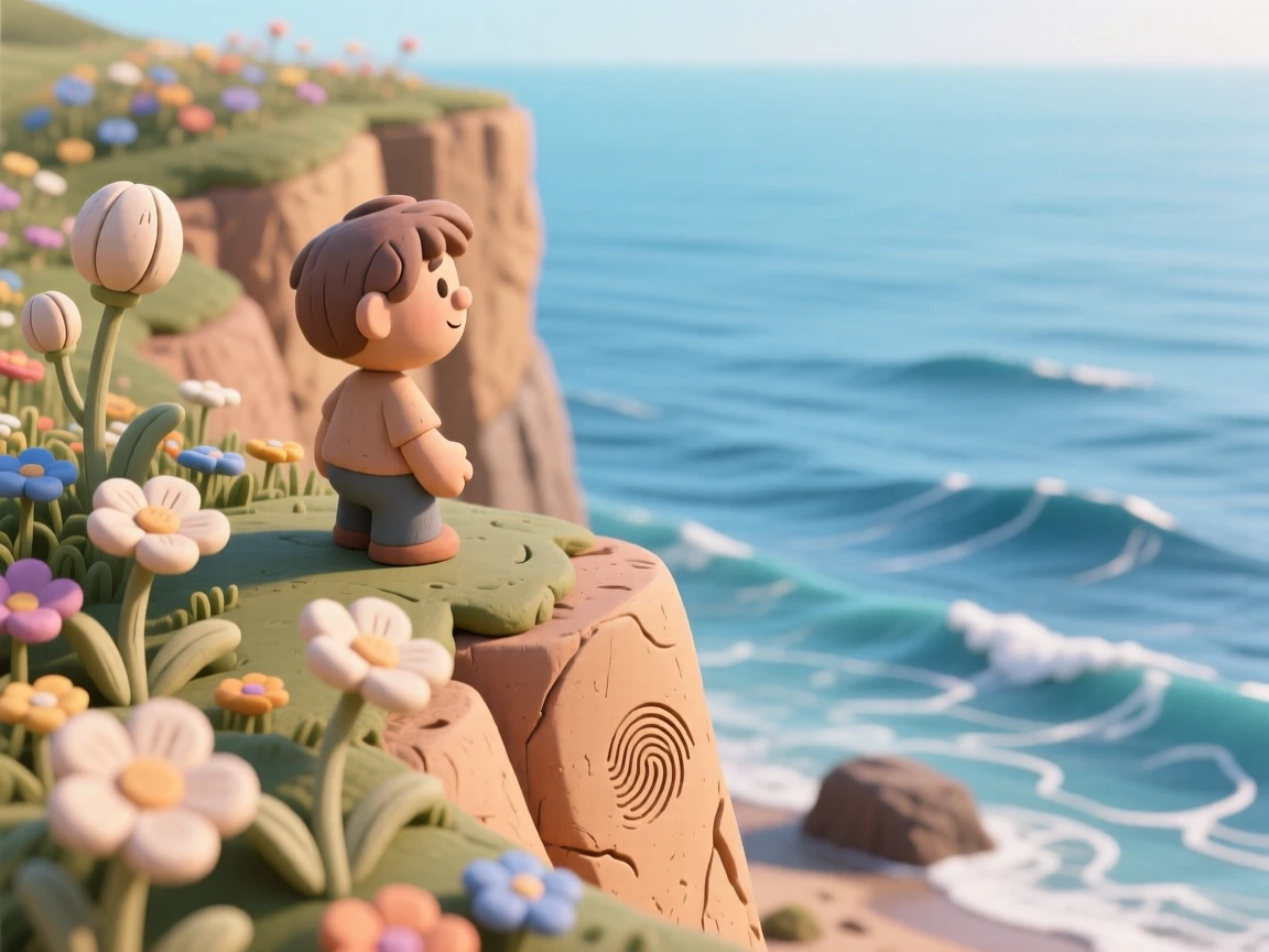 A coastal cliffside covered in wildflowers overlooking the ocean