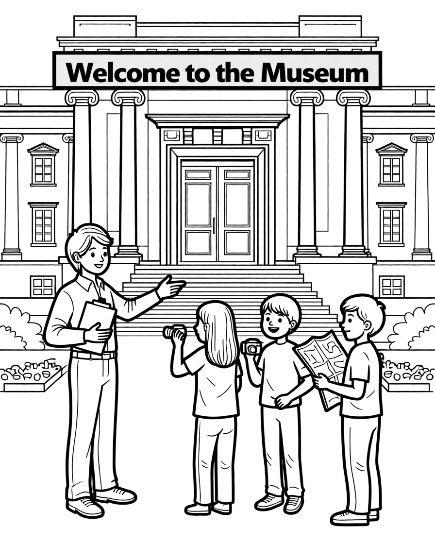 A tour guide showing visitors around a famous museum