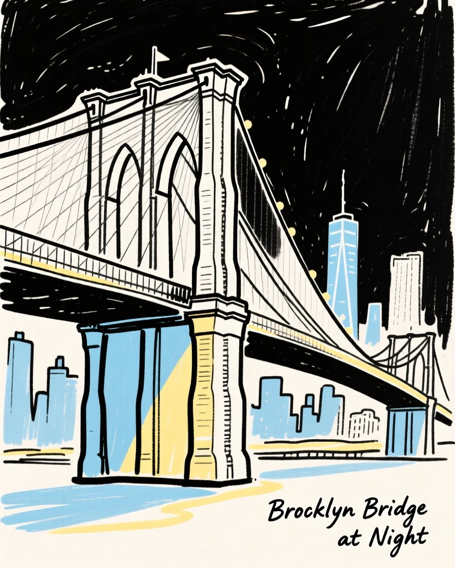 The Brooklyn Bridge at night