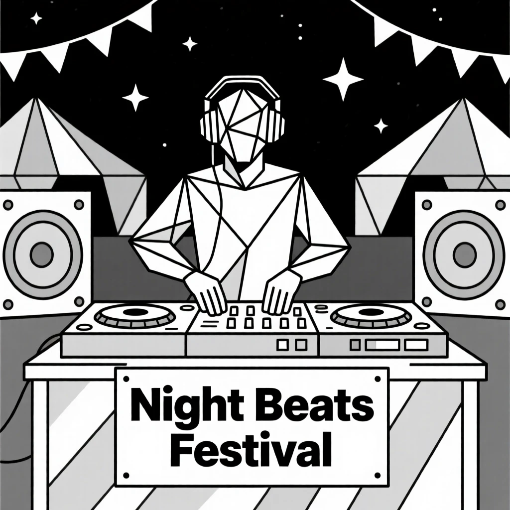A DJ mixing music at a nighttime festival