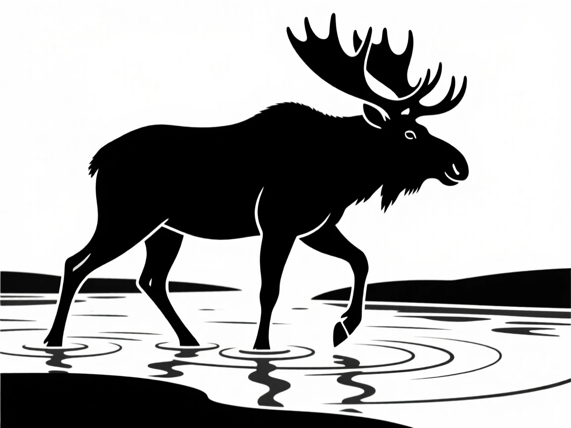 A moose crossing a shallow river.