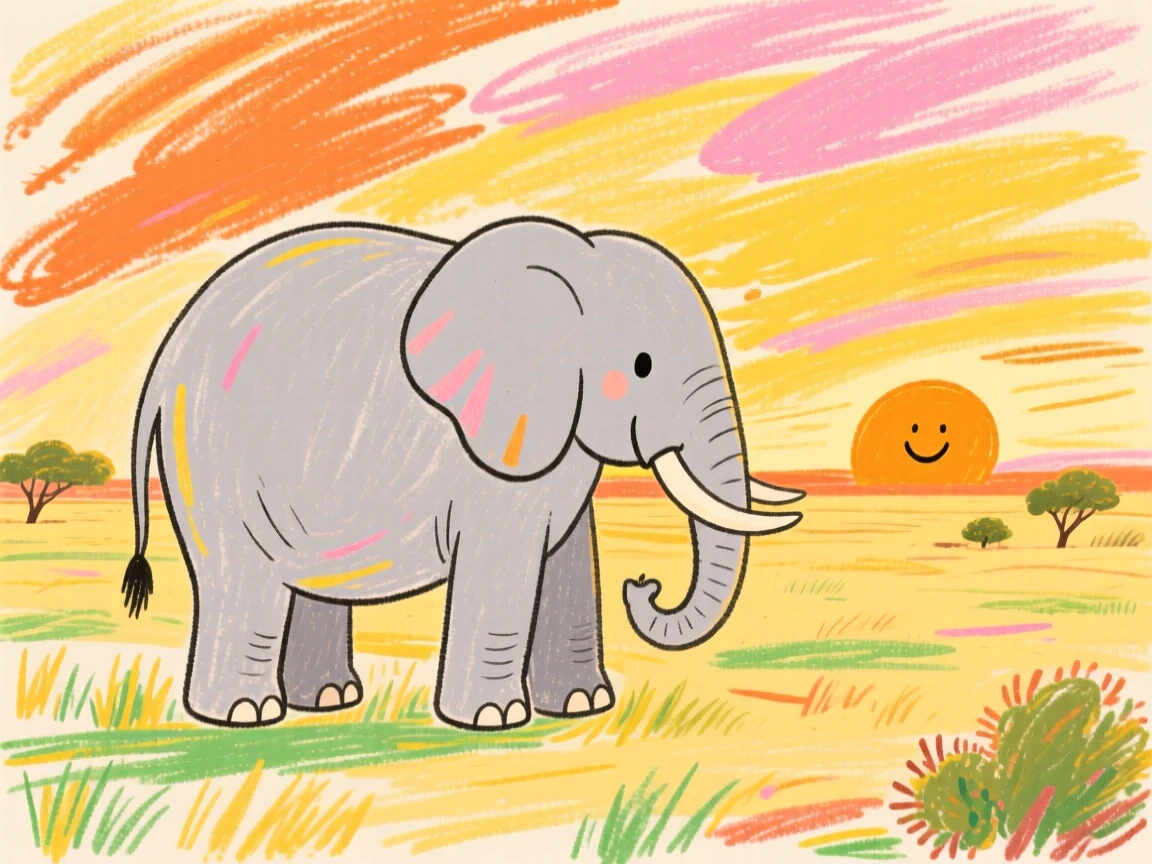 A majestic elephant at golden sunset on the African plains.