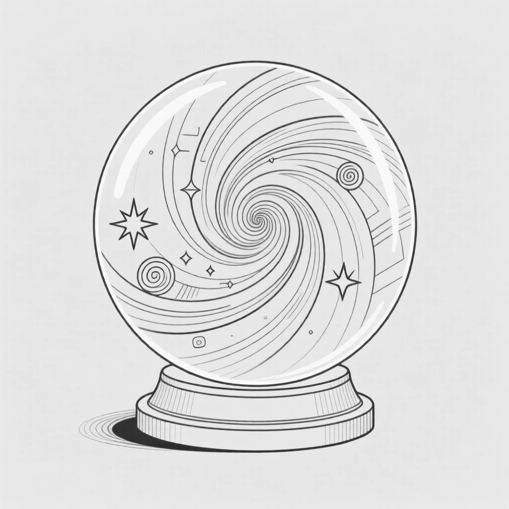 A crystal ball revealing a swirling vision of the future