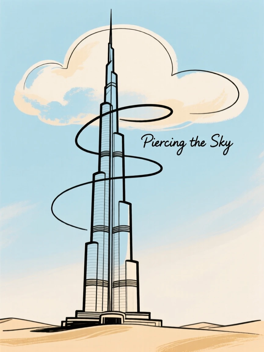 The Burj Khalifa piercing the clouds