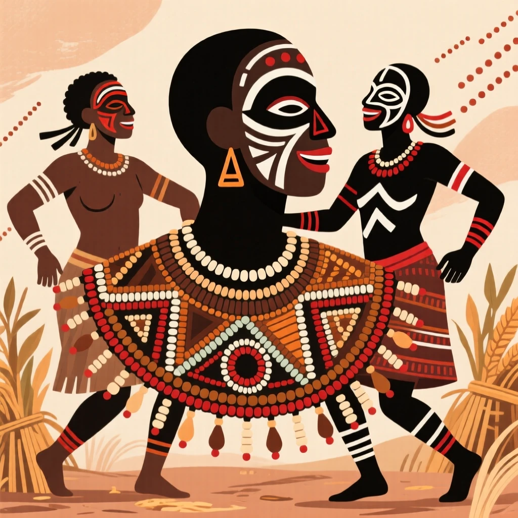 A beaded ceremonial collar worn by dancers celebrating a successful harvest.