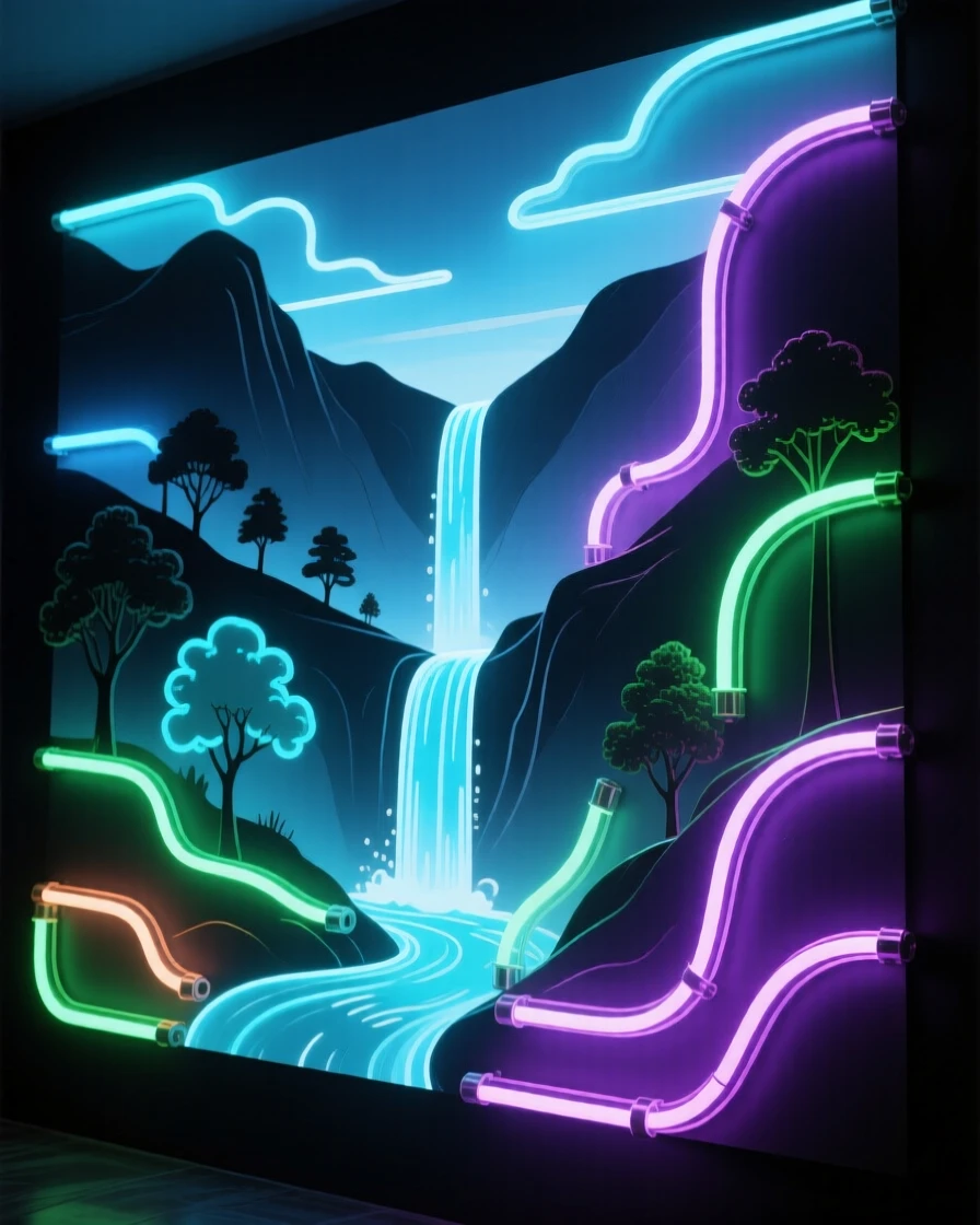 A hidden valley where waterfalls flow upward into the sky.