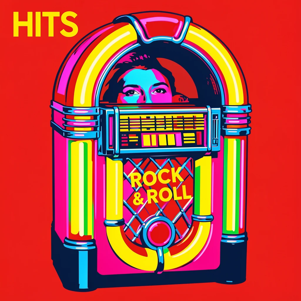 Classic diner jukebox glowing with neon lights