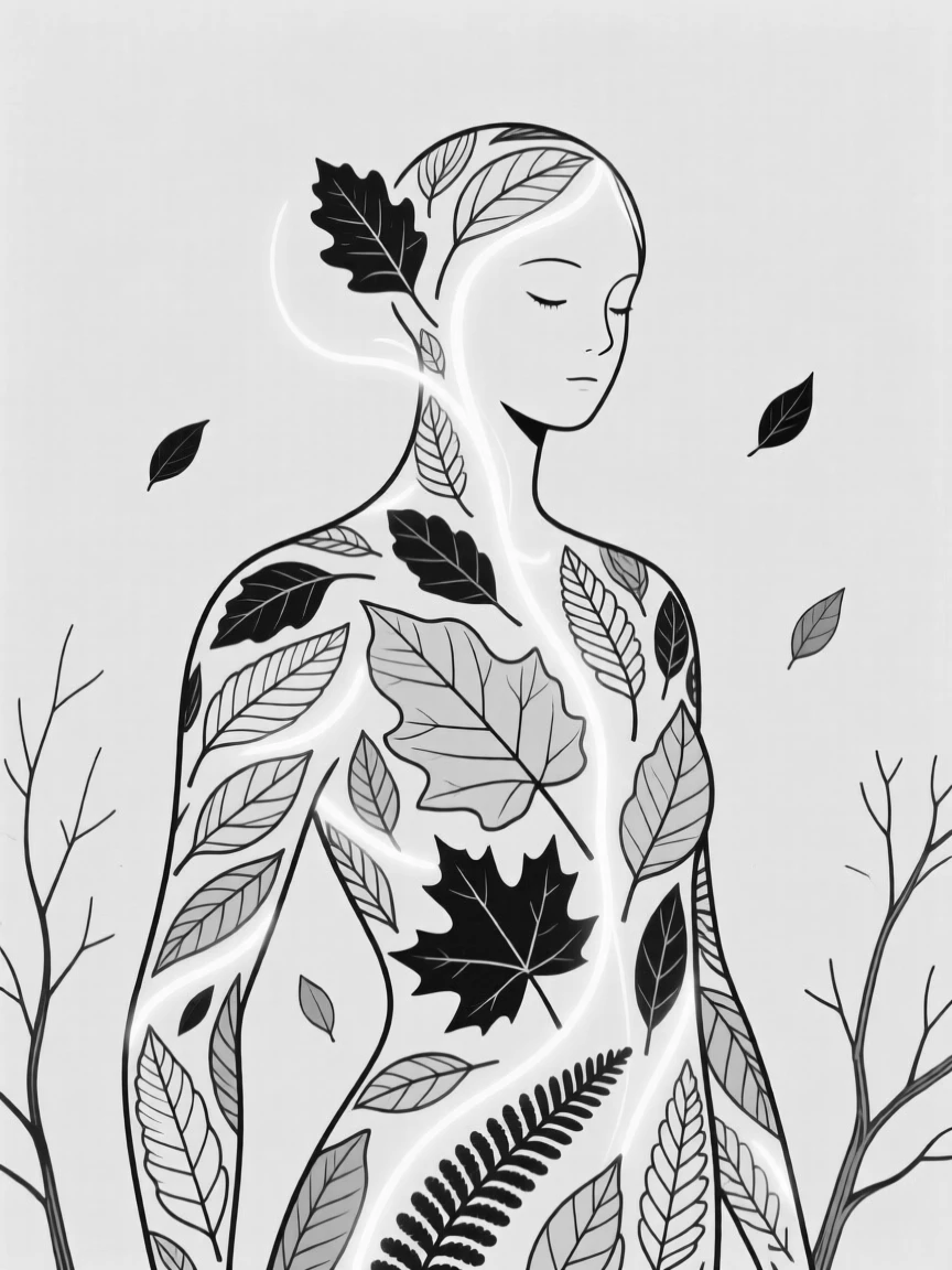 A forest spirit made of leaves and glowing light
