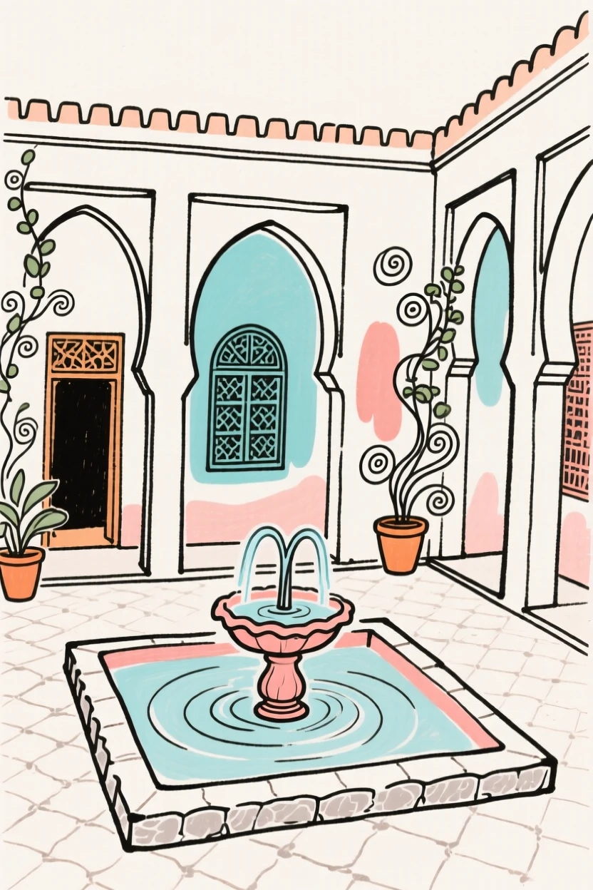 A Moroccan riad courtyard