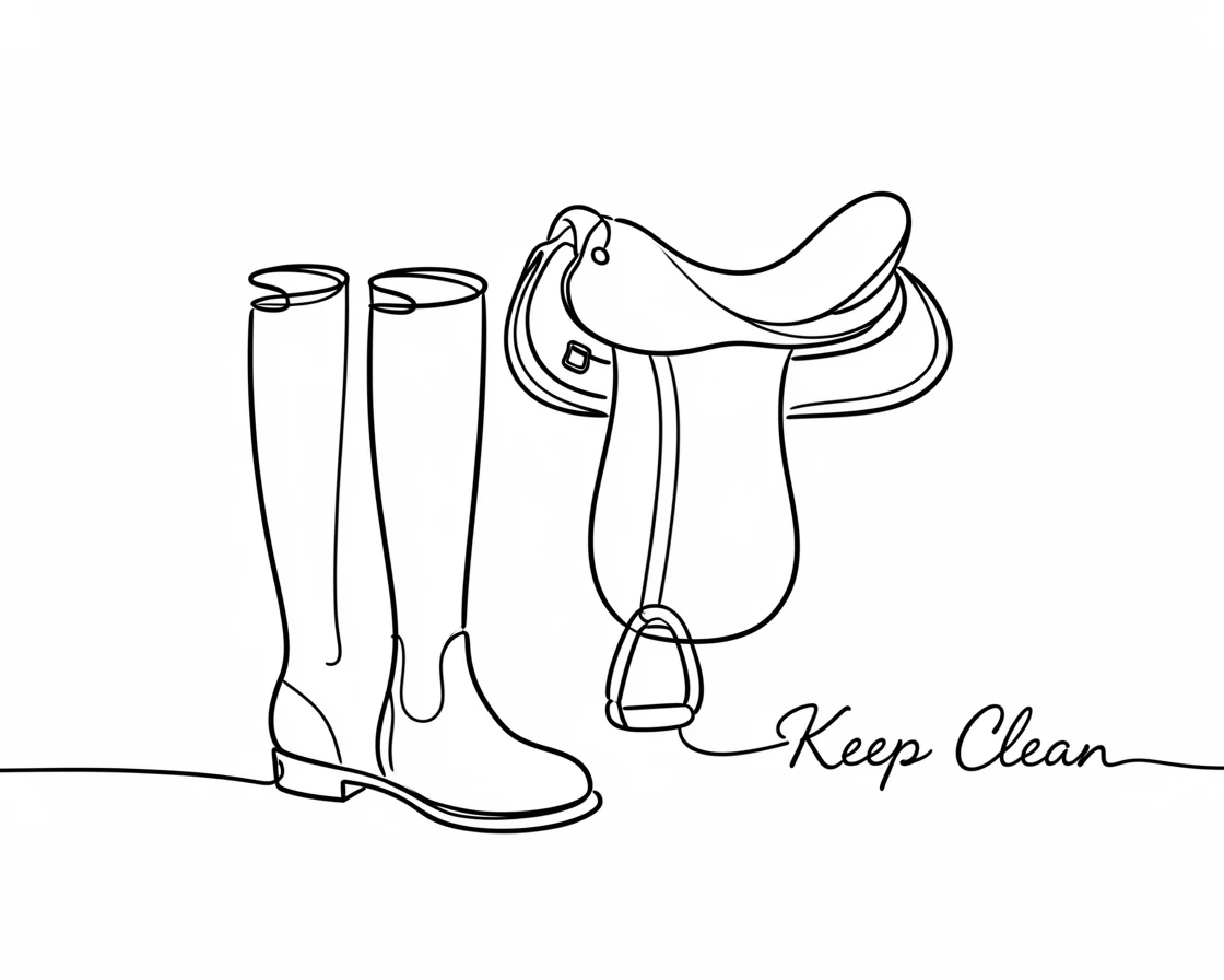 A pair of riding boots standing beside a saddle in a stable