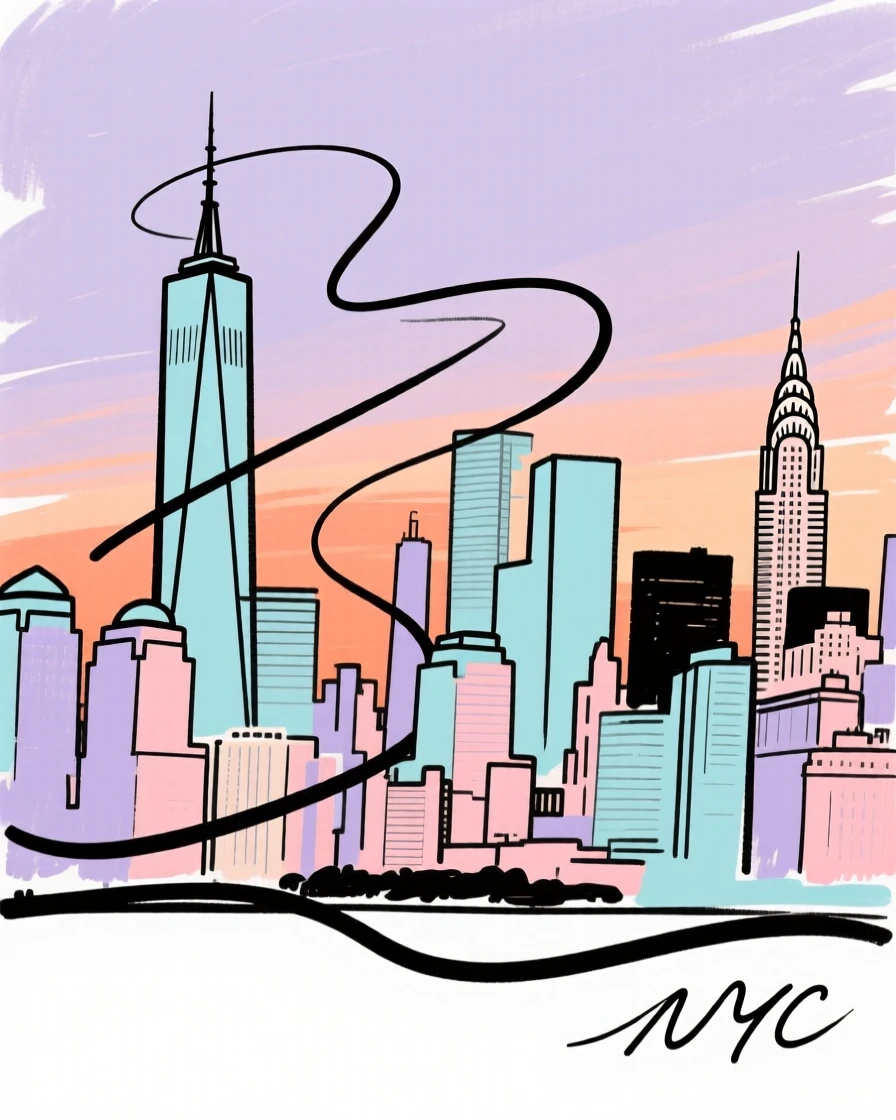 A New York City skyline at dusk