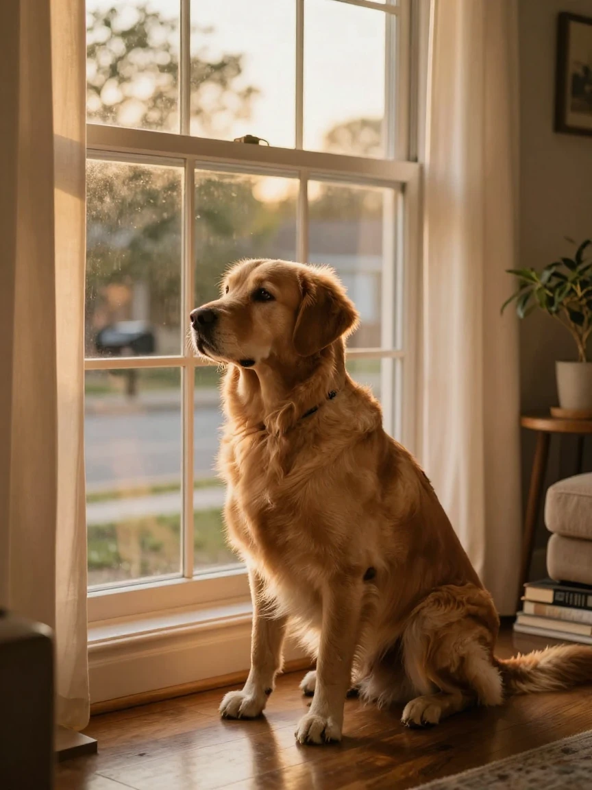 A dog waiting patiently at a window for its owner to come home