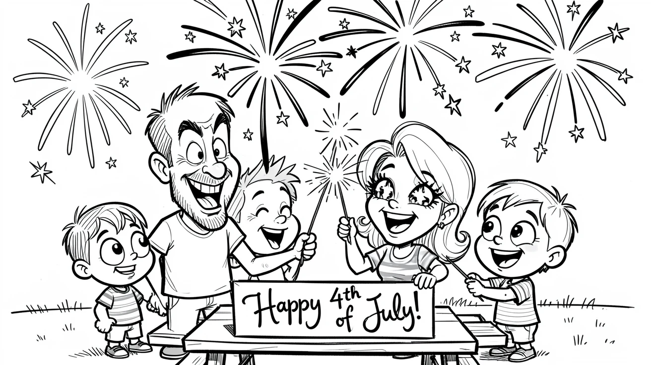 [Seasonal Holidays & Celebrations] Festive scene of a family setting off a spectacular Fourth of July fireworks show, full of celebration and joy