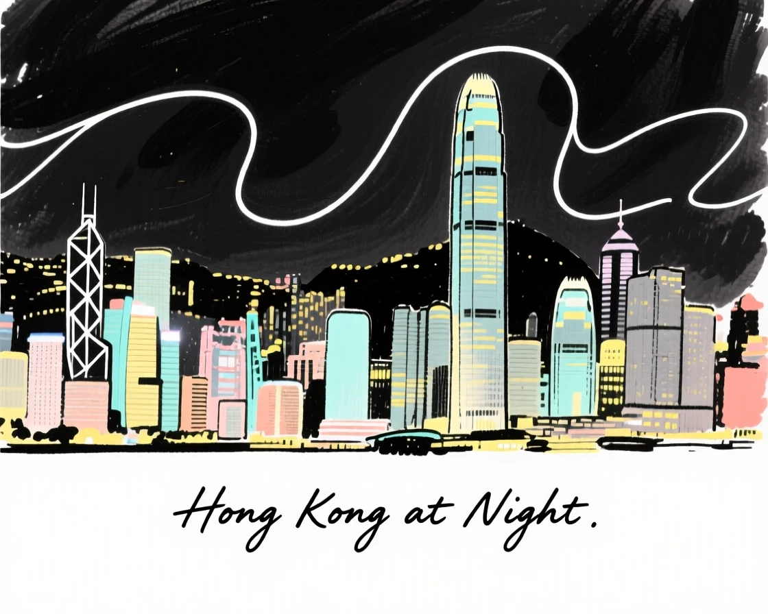 A Hong Kong skyline at night