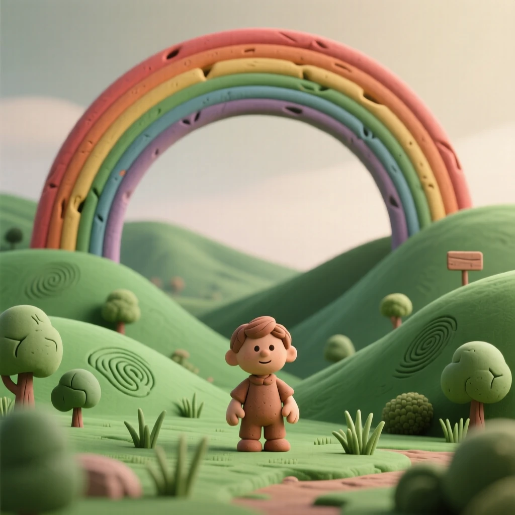 A dramatic double rainbow spanning an entire green valley