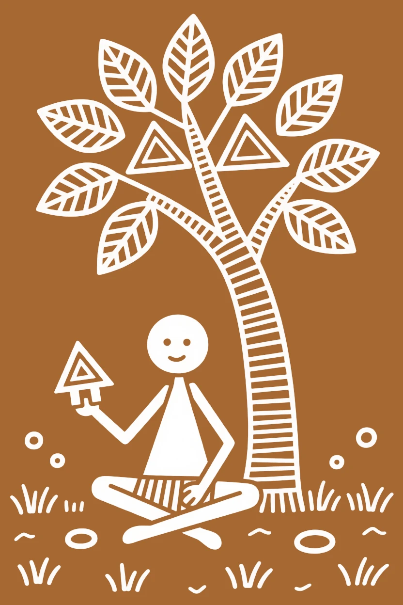 A toy maker resting briefly under a tree during a break.