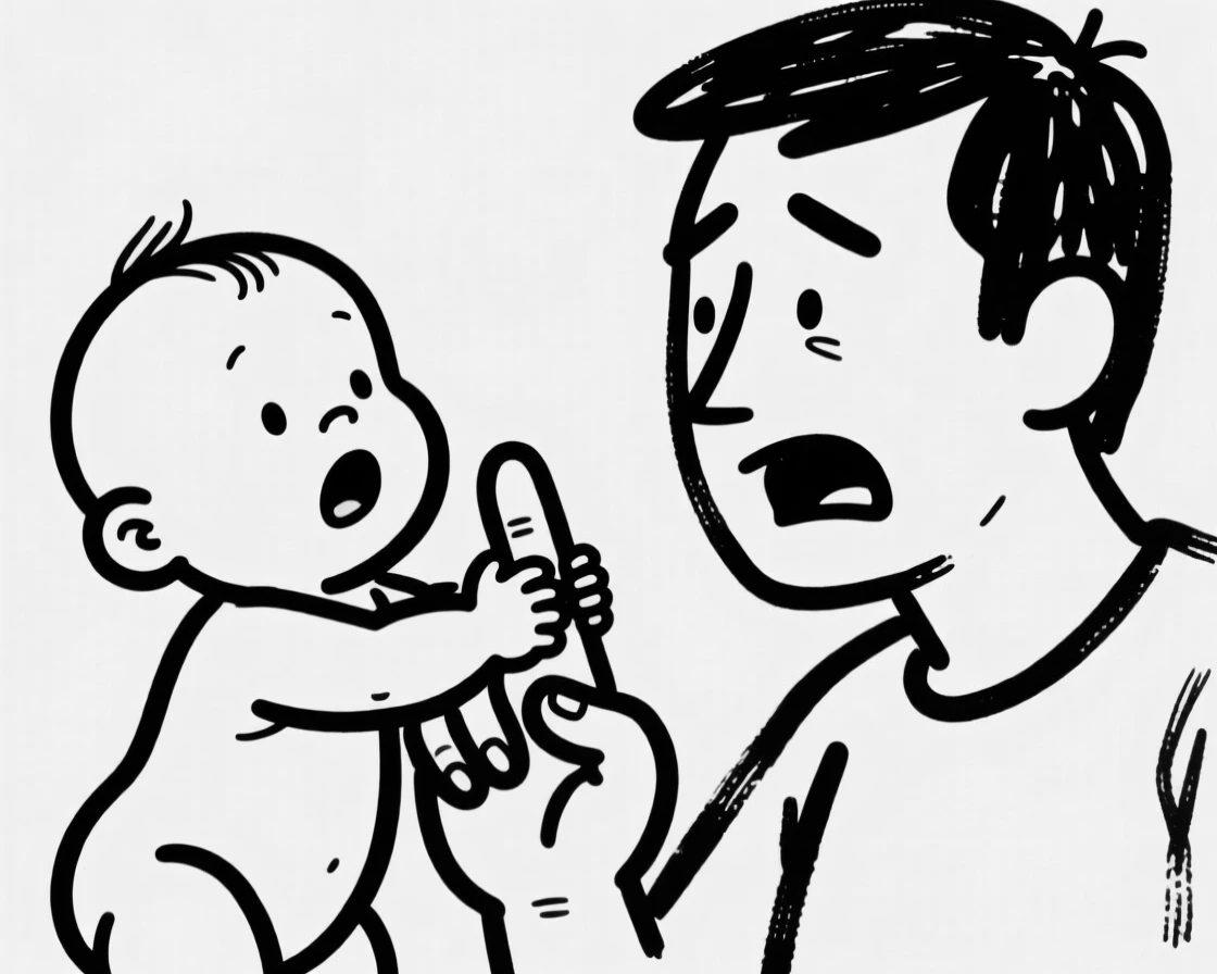 A baby's tiny hand wrapped around a parent's finger.