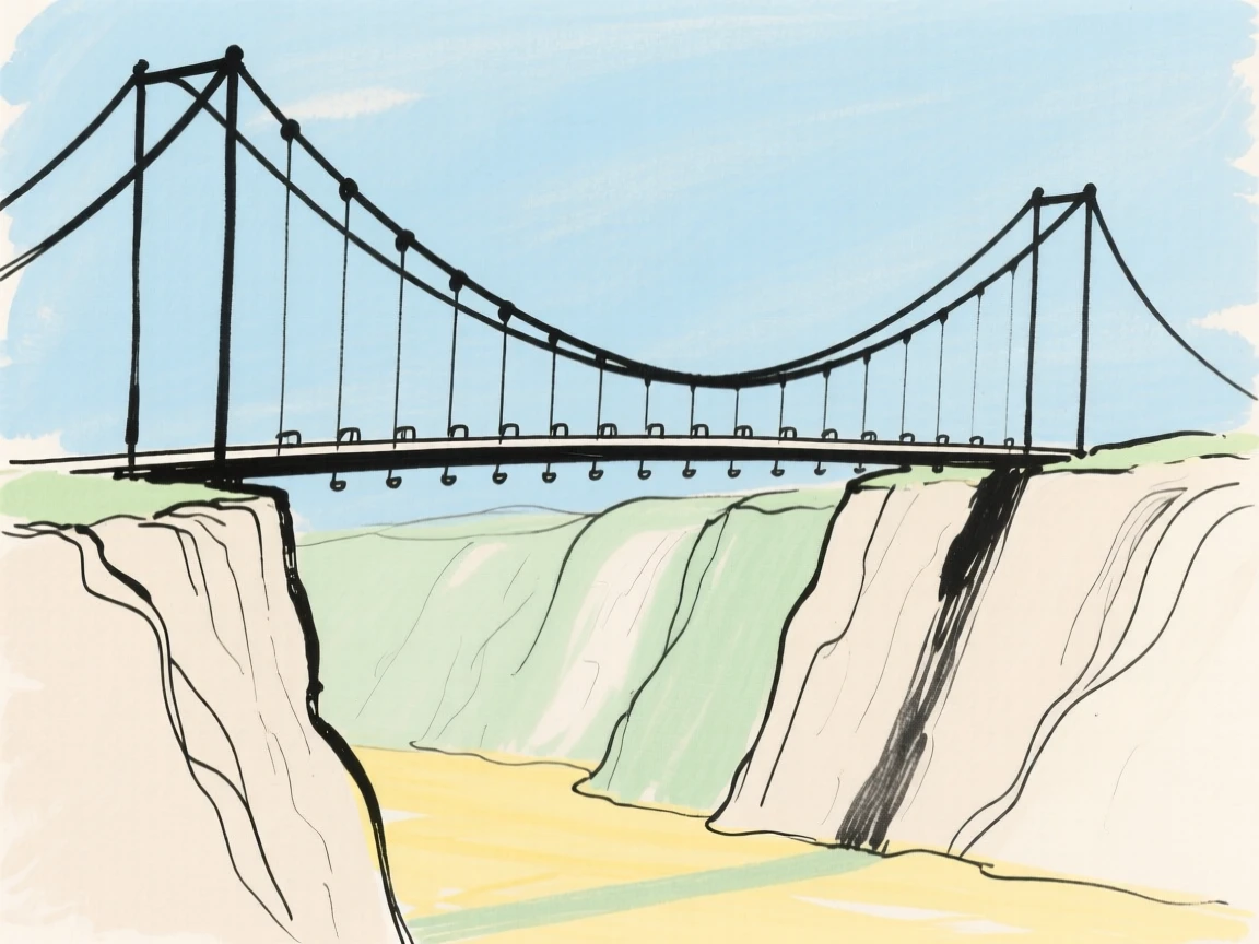 A suspension bridge spanning a gorge