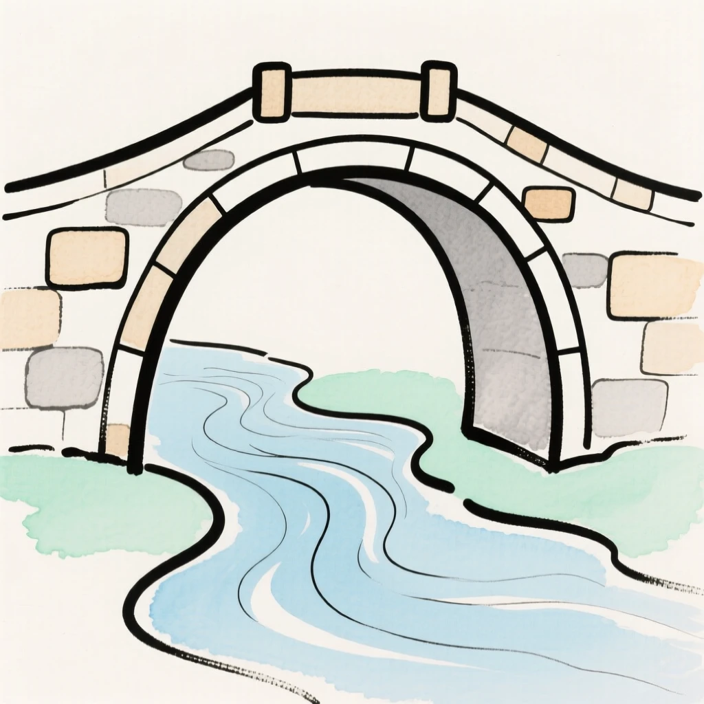 A stone bridge over a quiet stream
