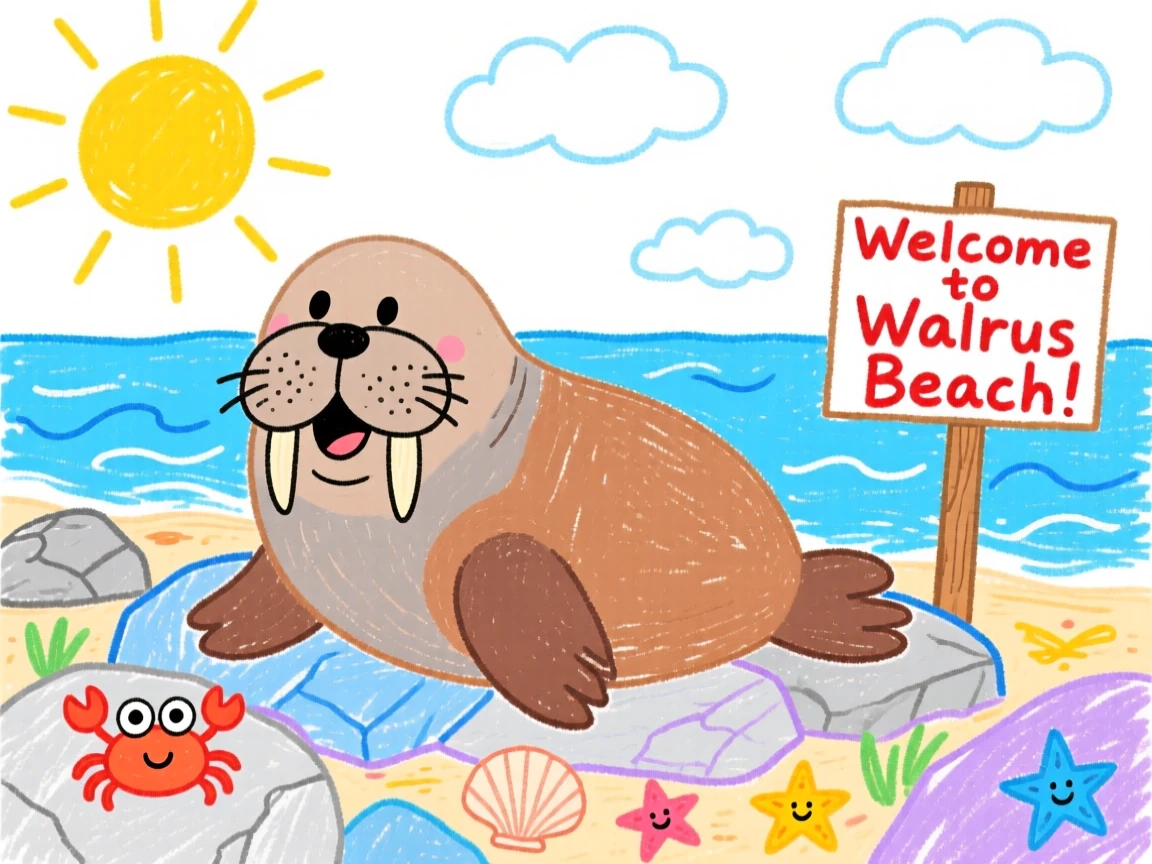 A walrus basking on a sunny rocky shore.
