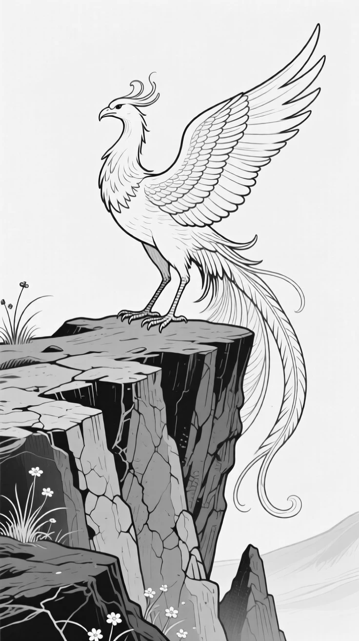 A phoenix nest atop an ancient volcanic cliff