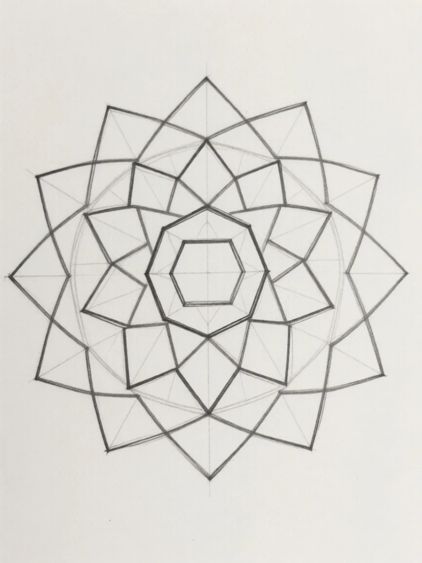 A decorative mandala featuring nested geometric layers