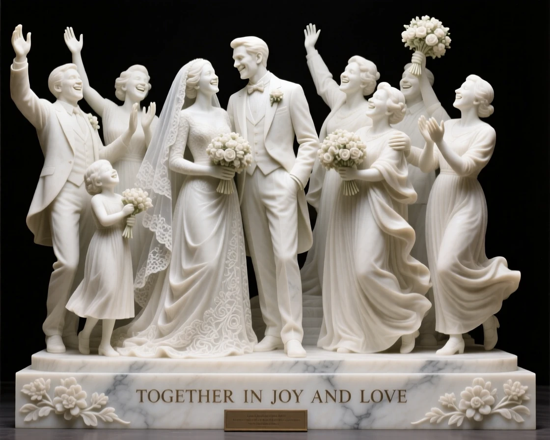 A joyful scene of a wedding party celebrating together, capturing warmth, togetherness, and belonging