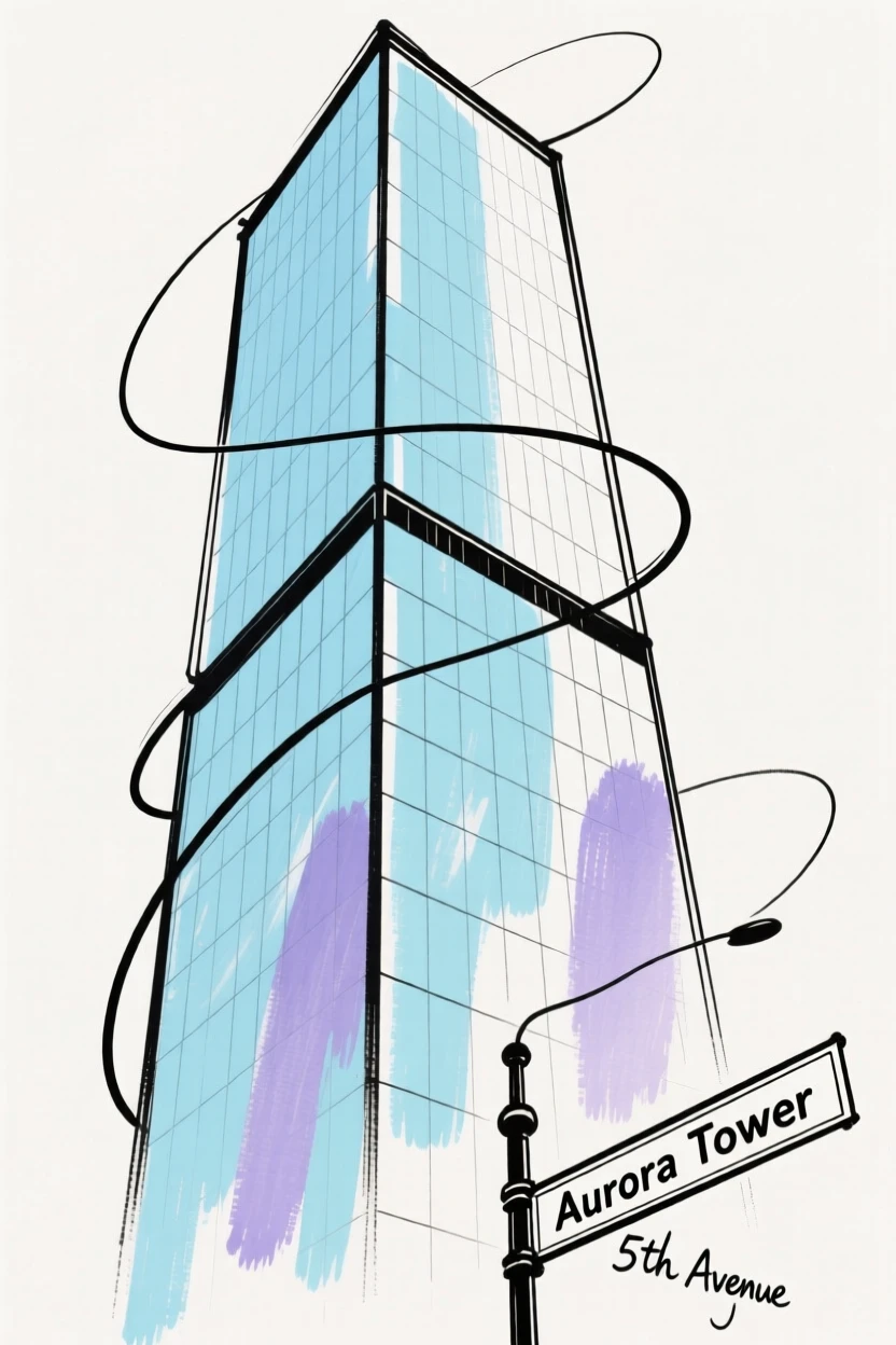 A modern skyscraper with a glass facade