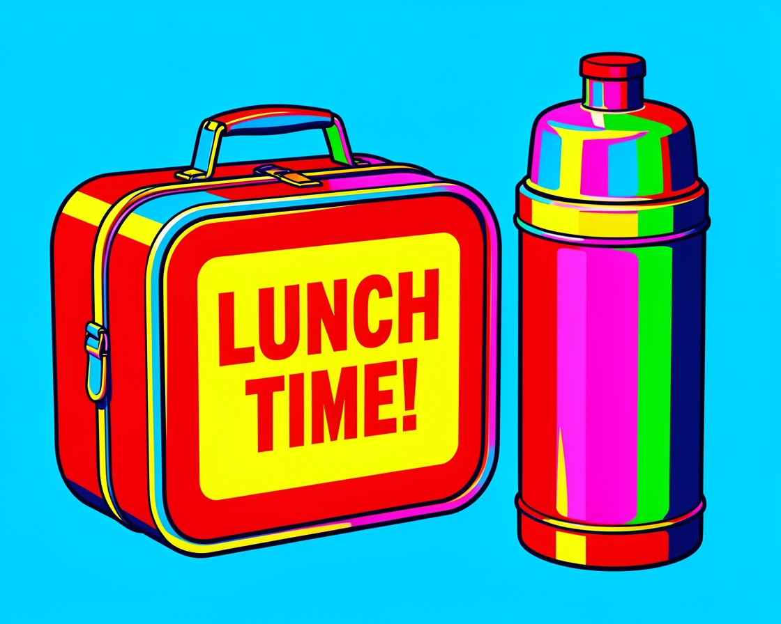 Vintage lunchbox with a thermos