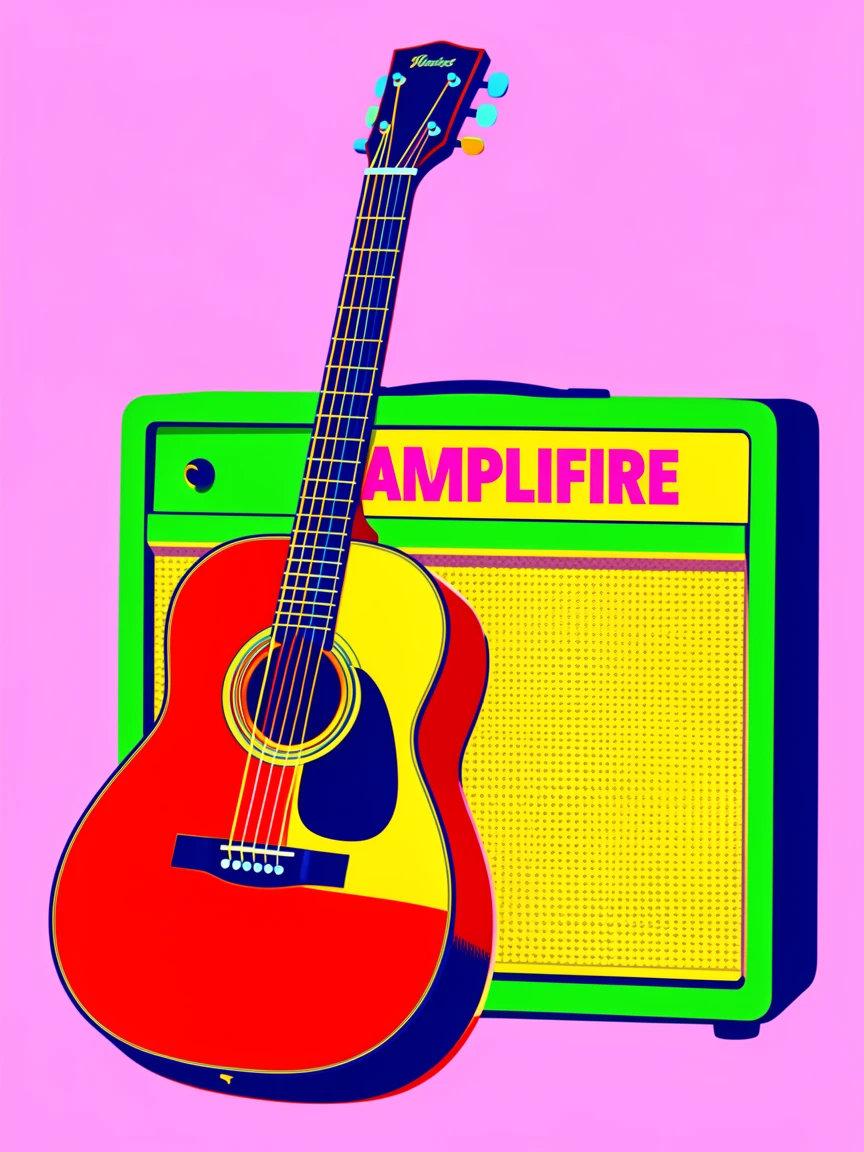 Classic guitar leaning against an amplifier