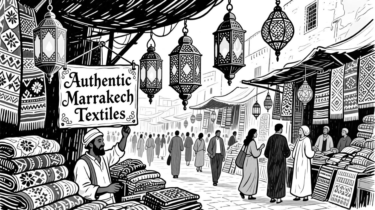 The bustling markets of Marrakech filled with colorful textiles and lanterns.