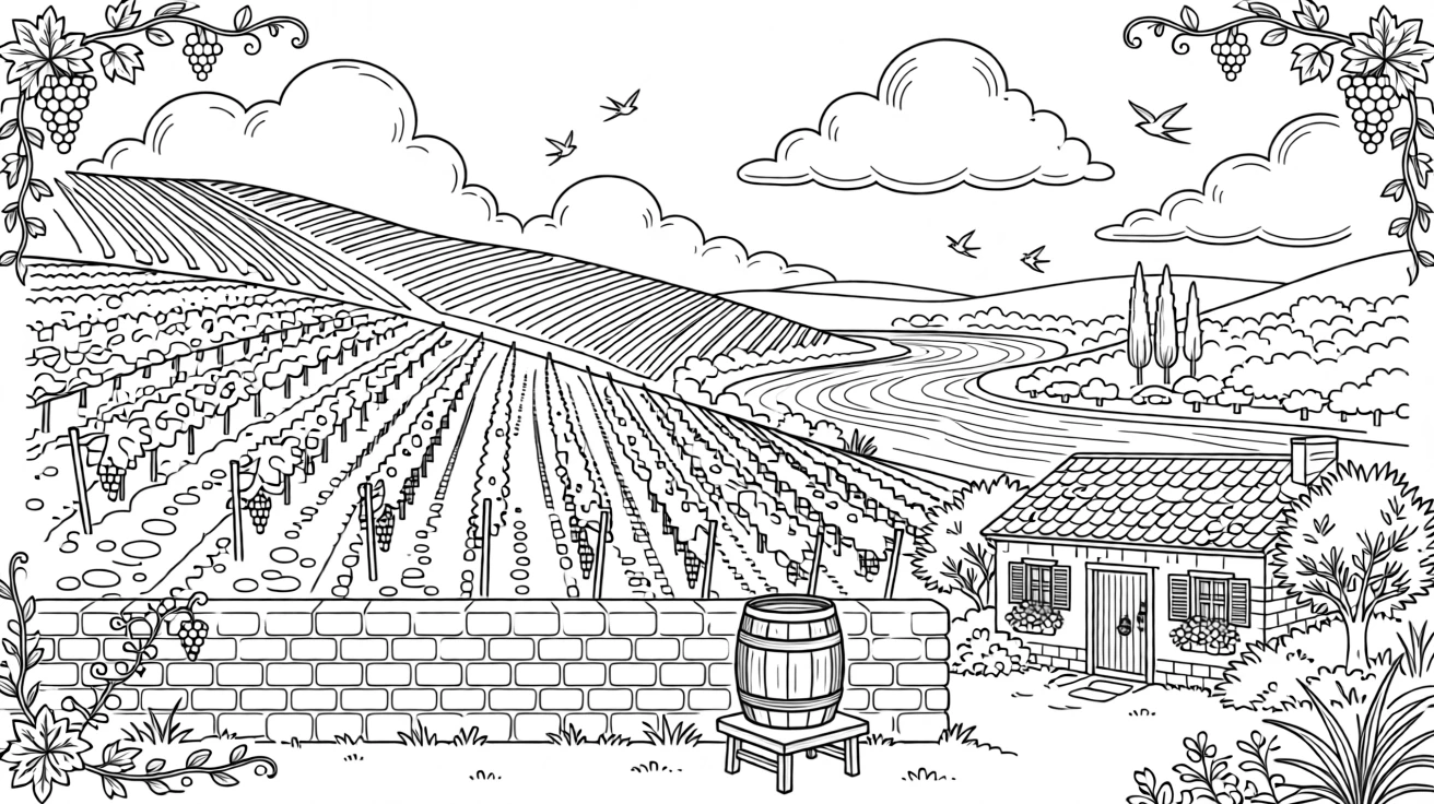 A vineyard-covered hillside in a river valley of Portugal.