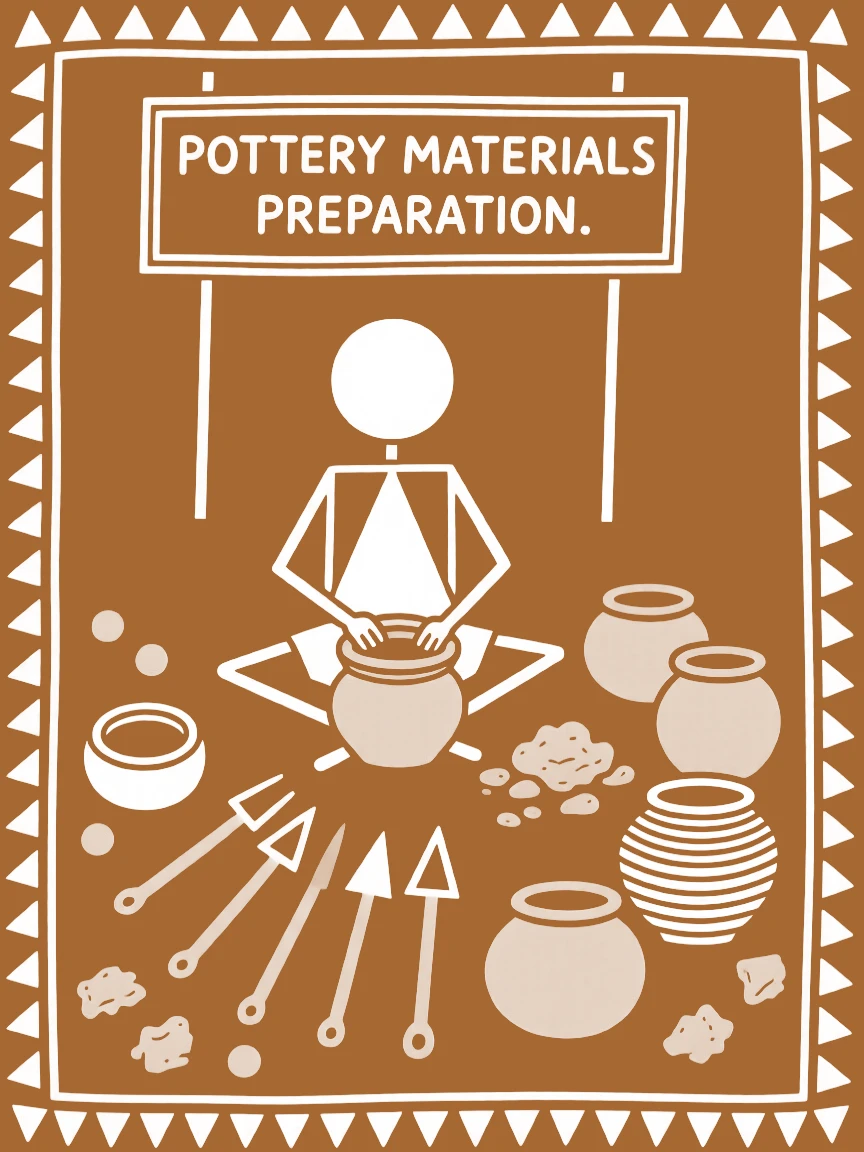 A potter preparing materials for the next day's work.