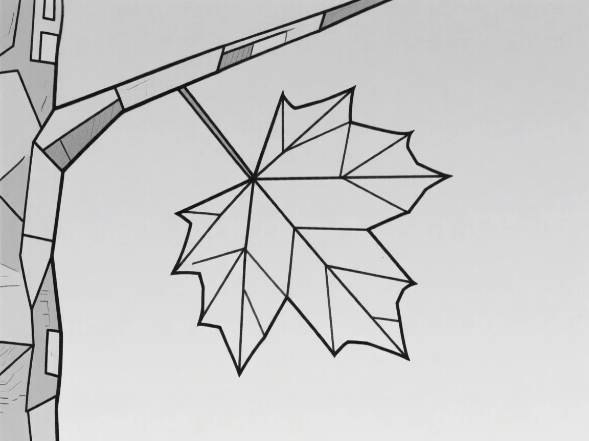 An autumn maple leaf falling from a branch