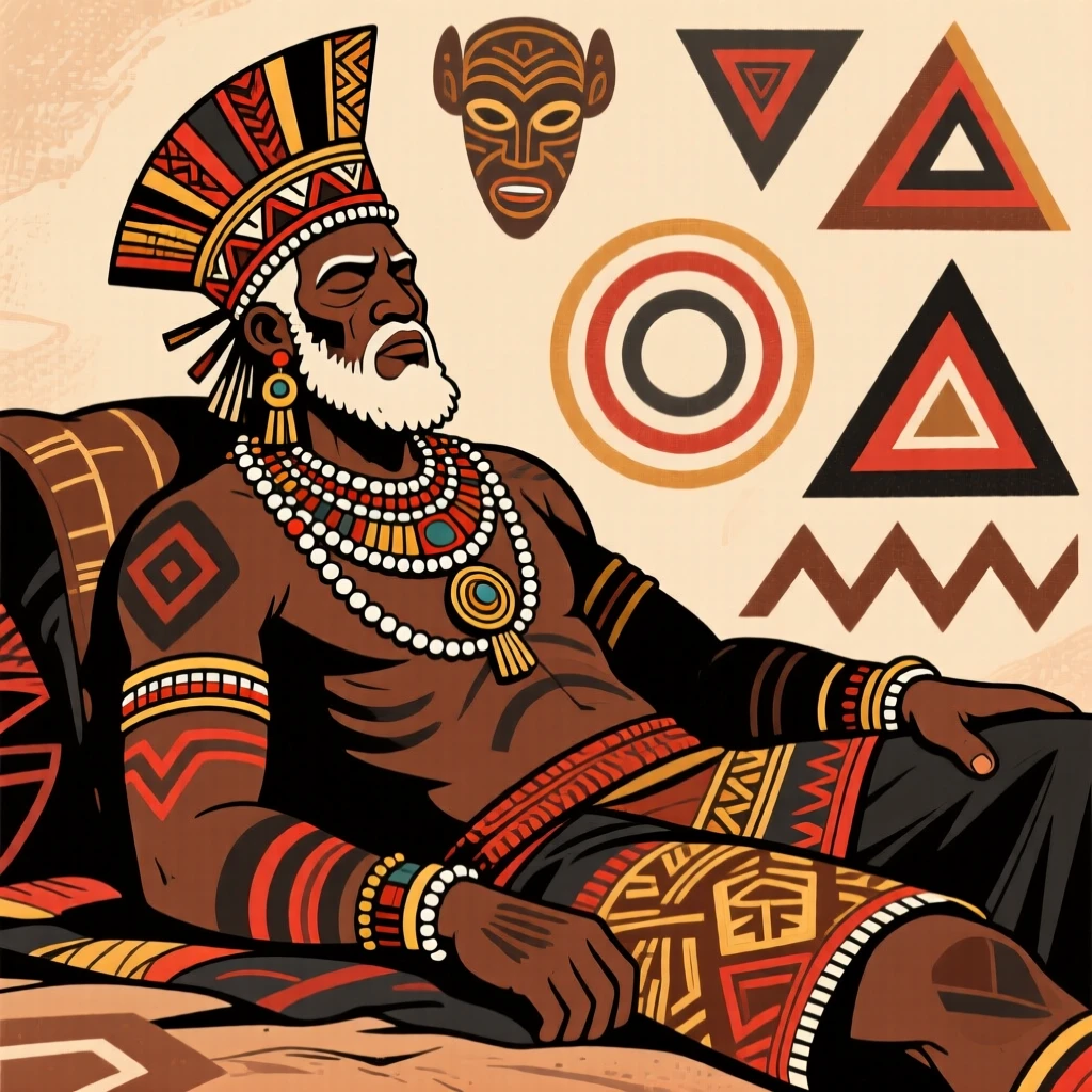 A tribal chief resting after a long day of work.