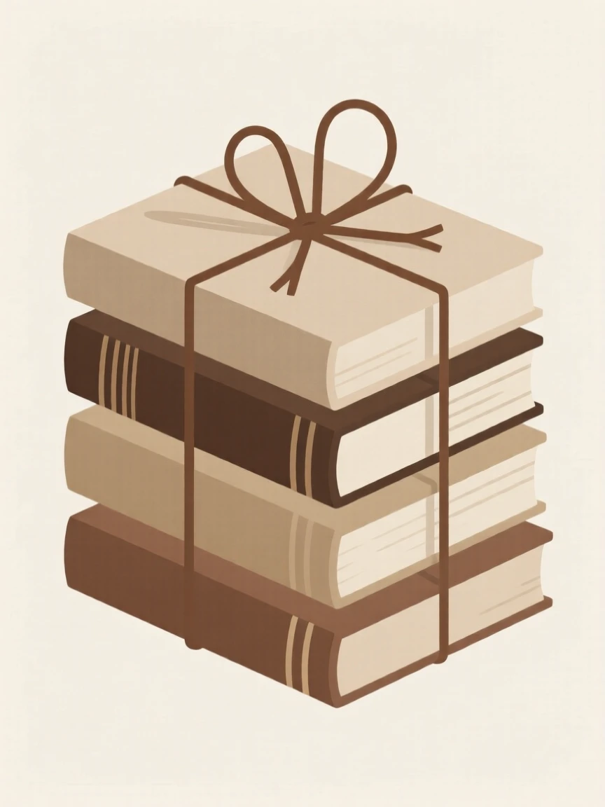 A stack of old books tied with string