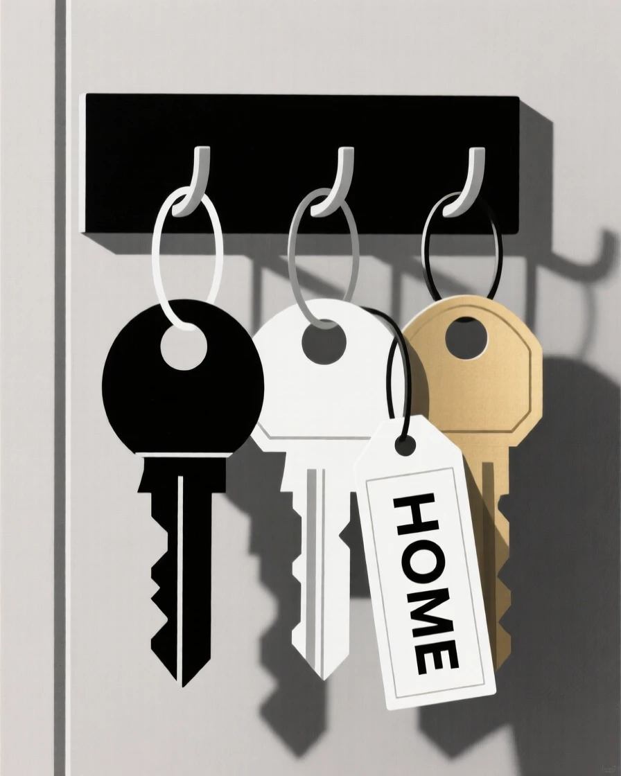 A set of keys hanging on a hook