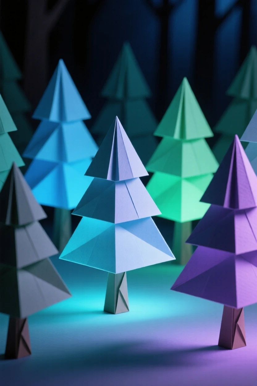 A forest where every tree glows softly with bioluminescent light at night.