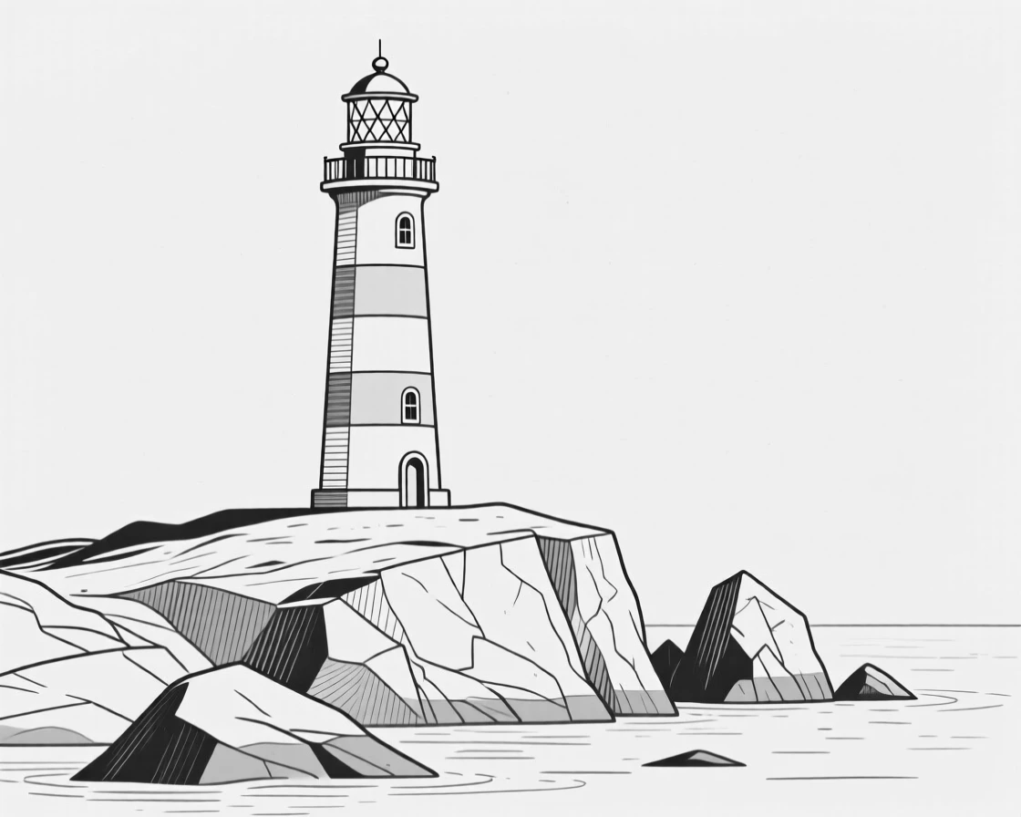 A lighthouse standing tall on a rocky peninsula