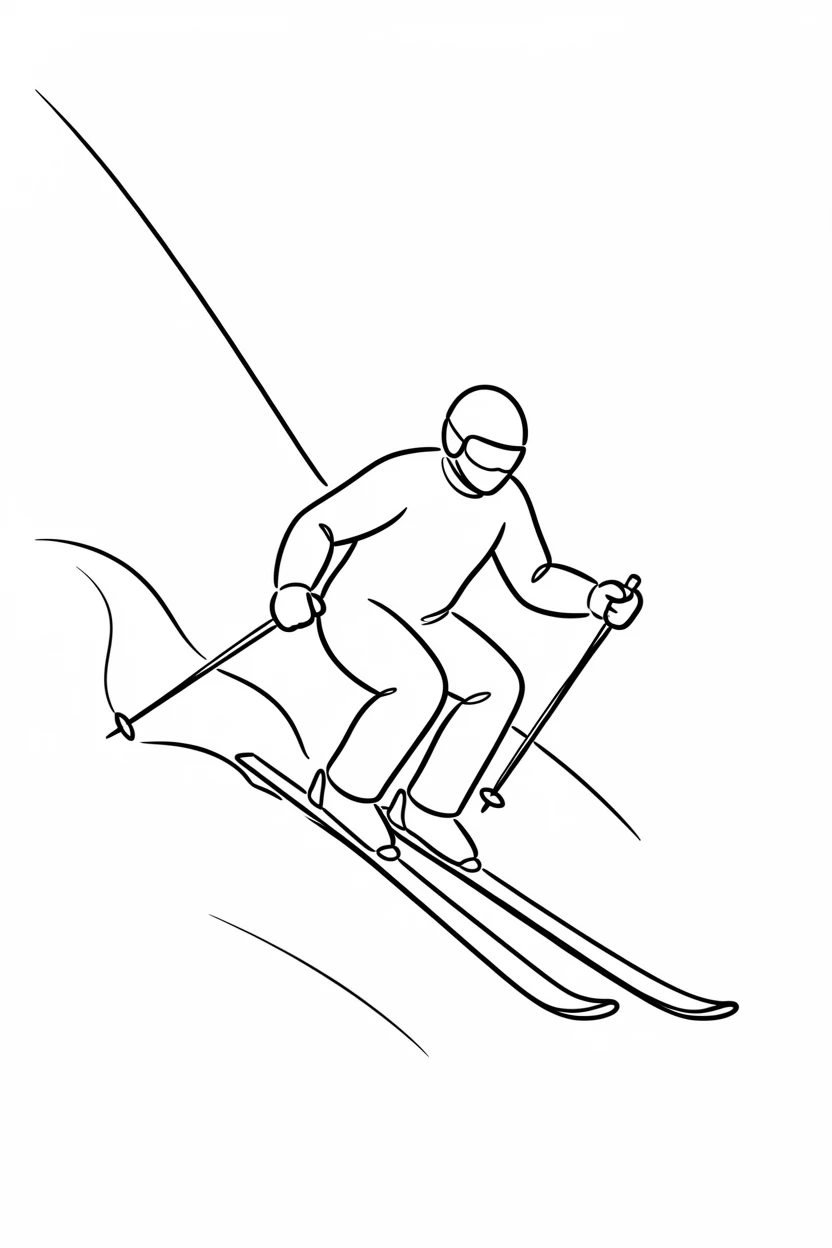 A skier carving fresh powder down a steep mountain slope