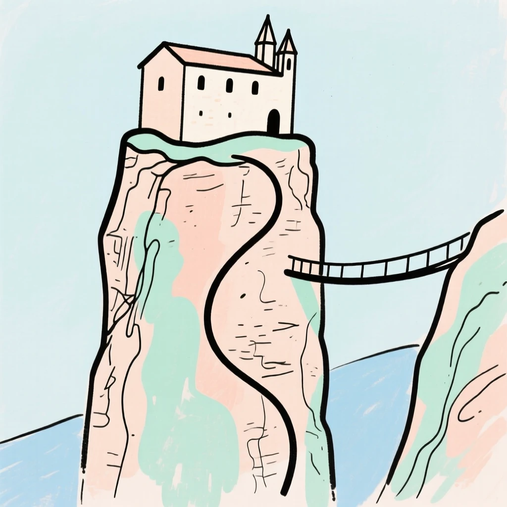 A cliffside monastery on a rock pillar