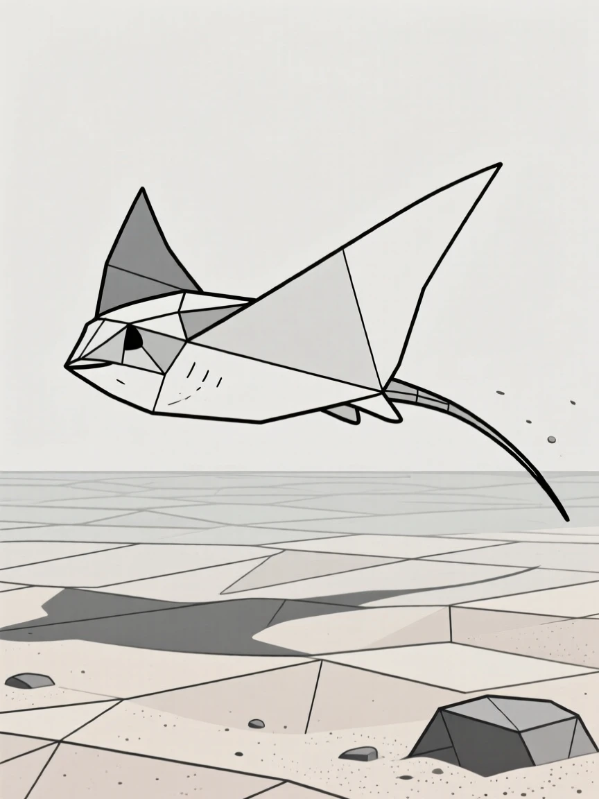 A stingray gliding just above the seafloor