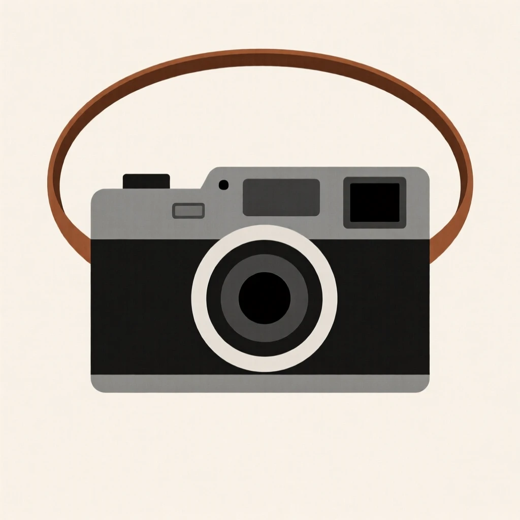 An old camera with a leather strap