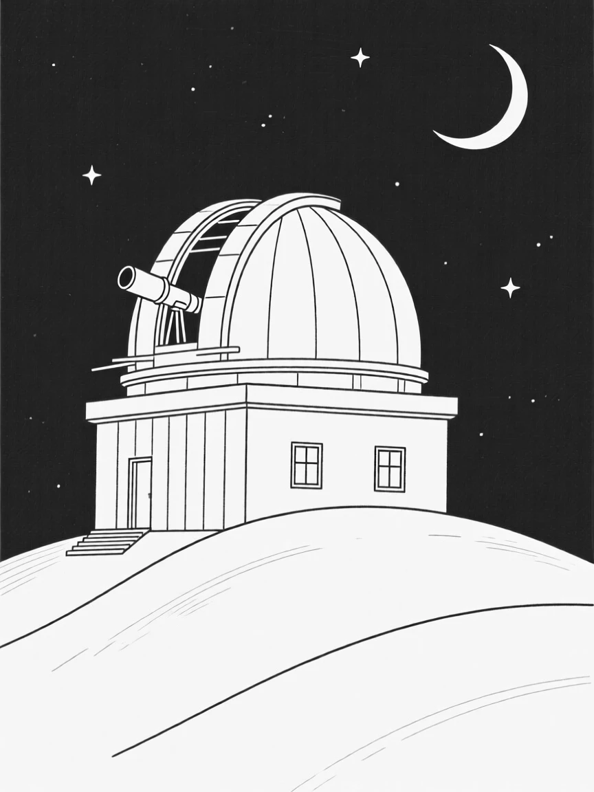 A domed observatory perched on a hilltop at night