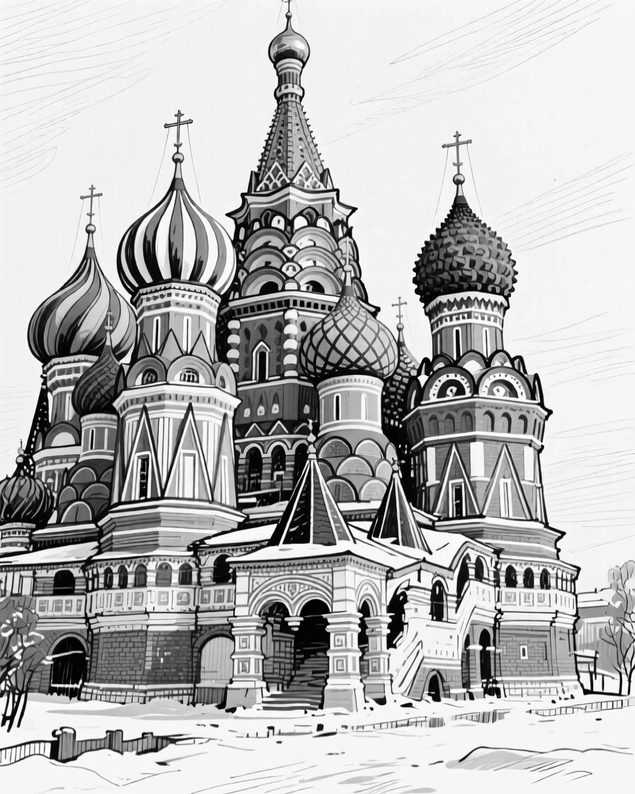 The golden domes of a historic Russian cathedral against a winter sky.