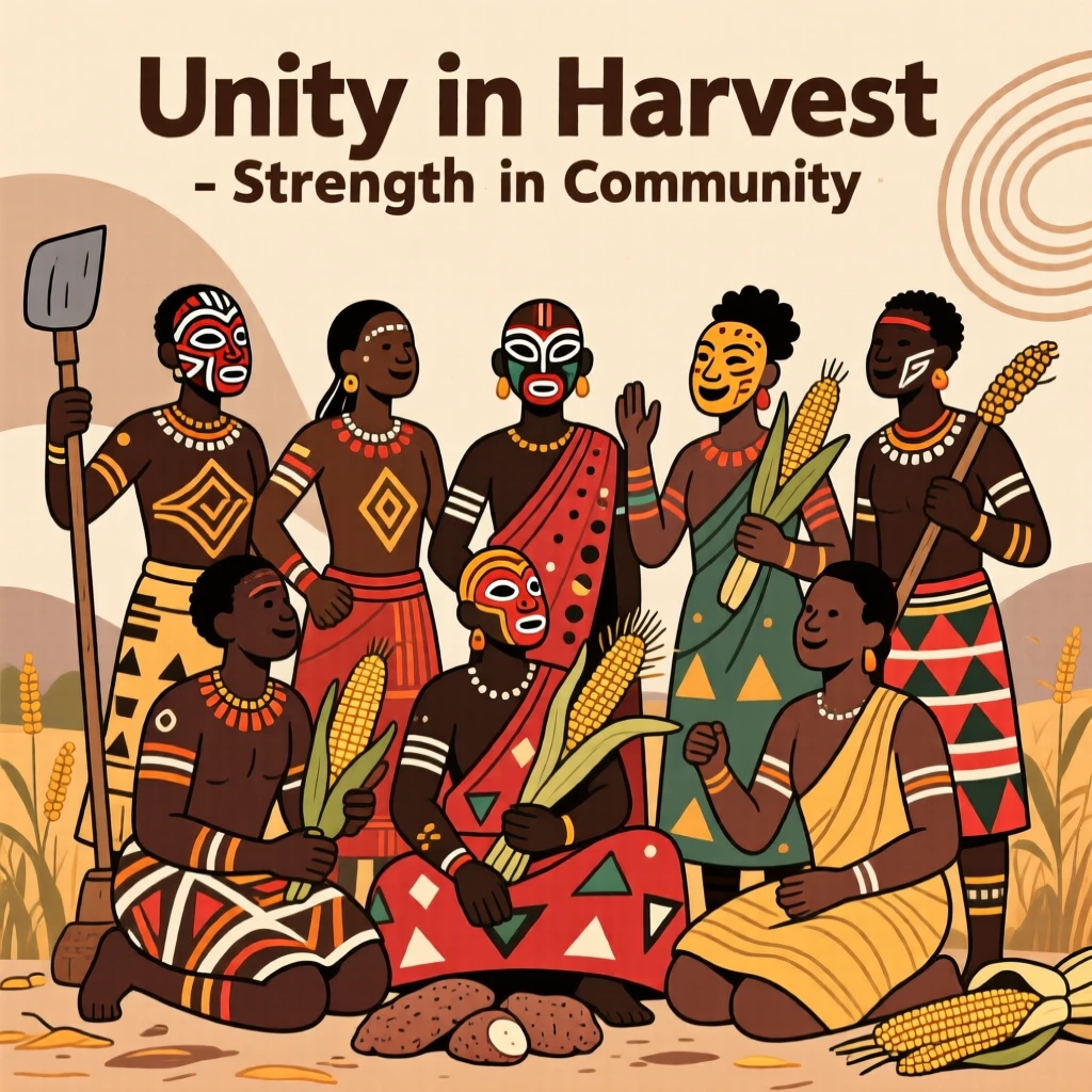 A newly formed community council celebrating together after a long harvest season.