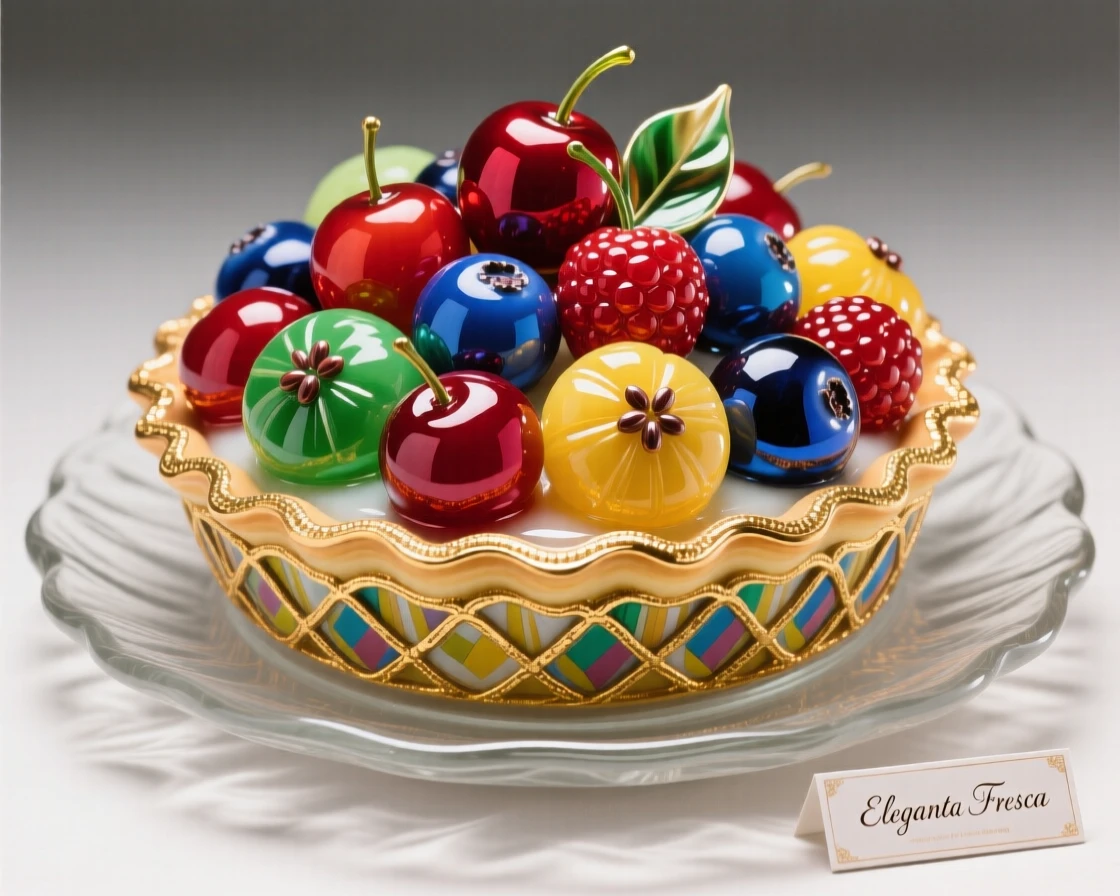 A vibrant fruit tart with glistening glazed berries, elegant and refreshing.