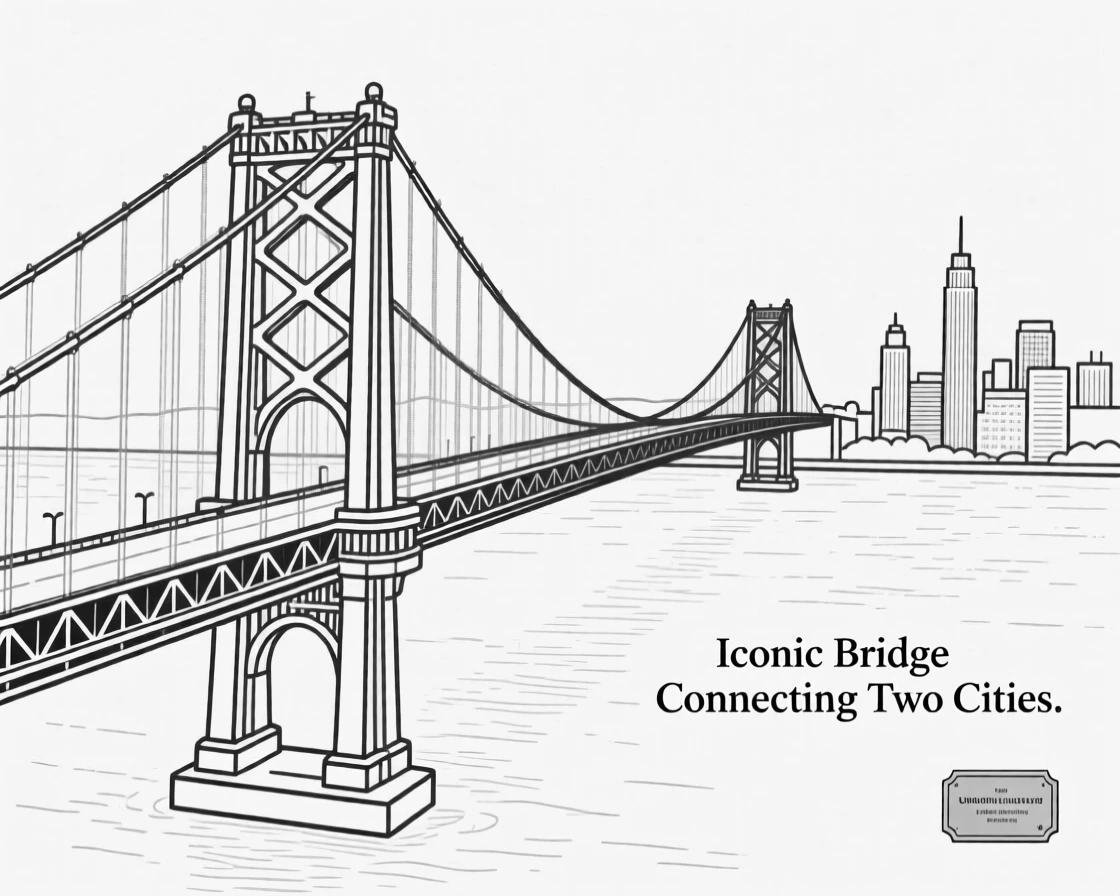 An iconic bridge spanning a wide river between two cities